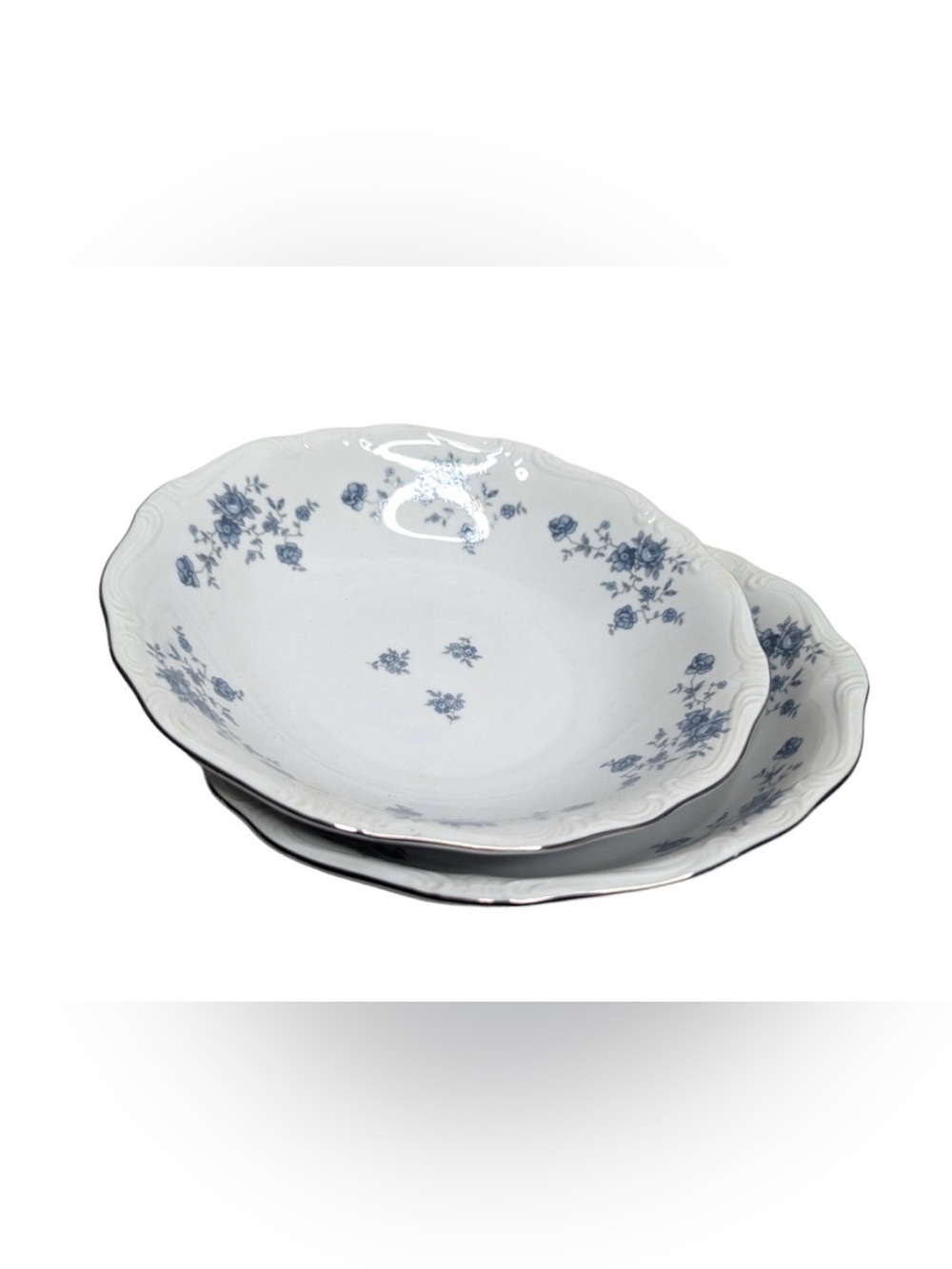 Set of 2 Johann Haviland Blue Garland Coupe Soup Bowls Fine China New Vtg